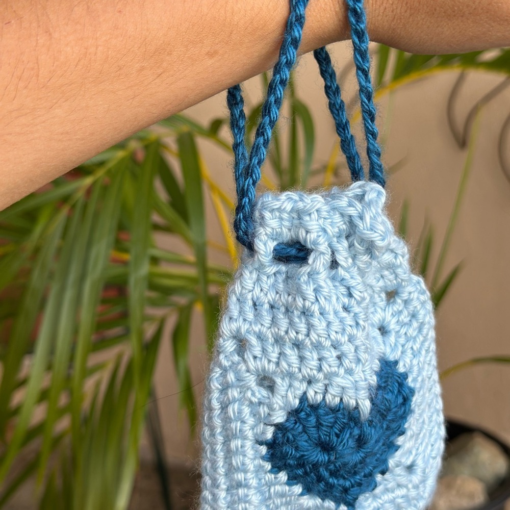 Handmade Crochet Pouch with Heart Design - Picture 3 of 5
